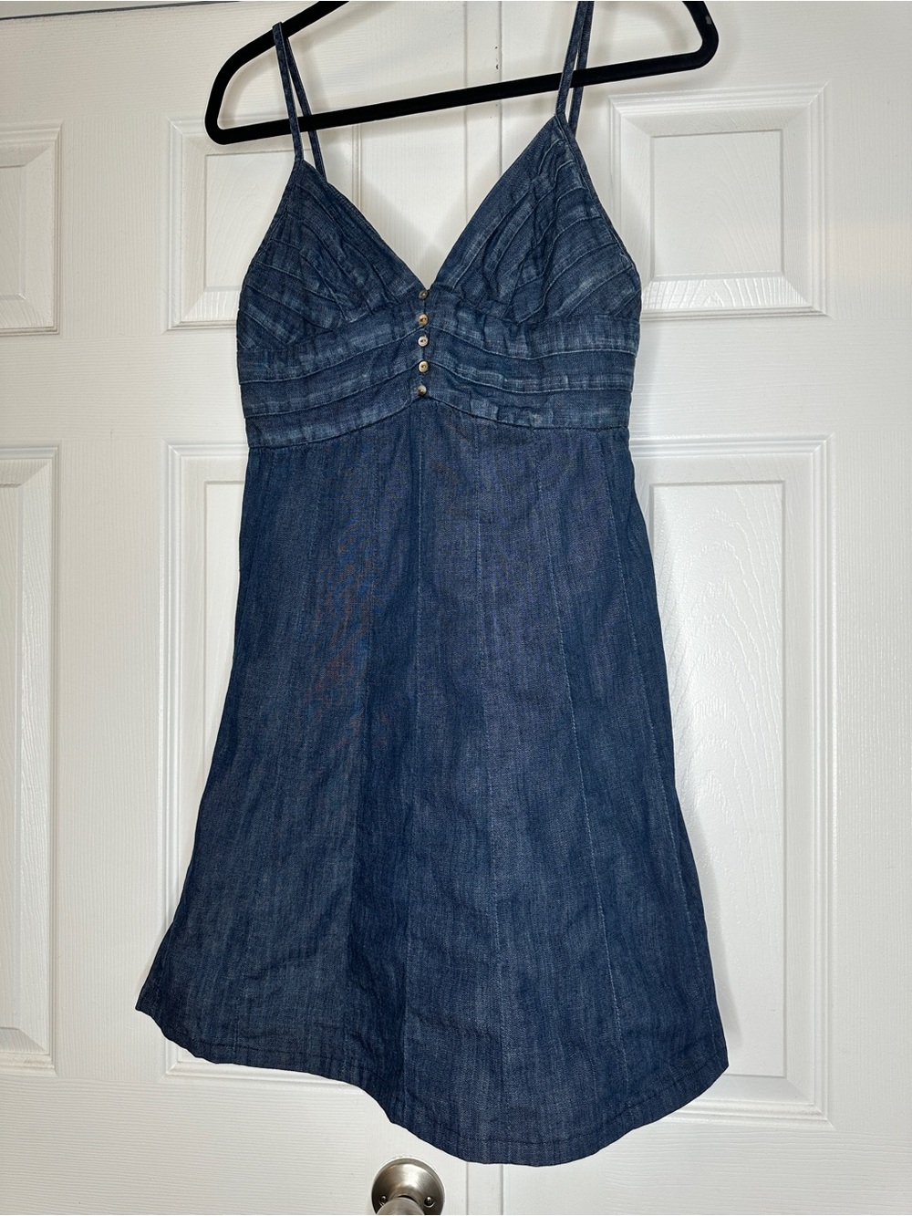 7 For All Mankind Denim Mini Dress Size Small 100% Cotton Y2K Spaghetti Strap